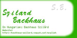 szilard backhaus business card