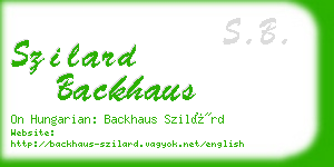 szilard backhaus business card